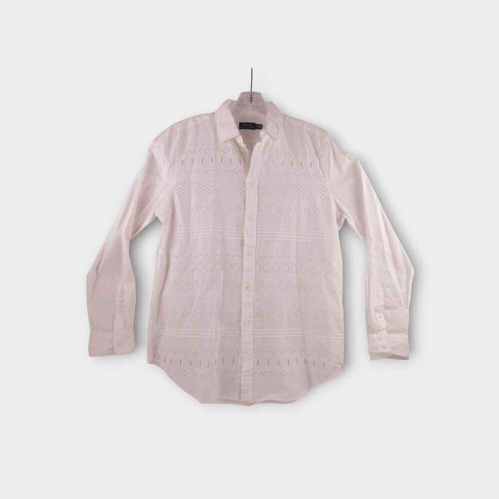 Polo Ralph Lauren Eyelet Button-Down Shirt Size 12 tailored cotton classic